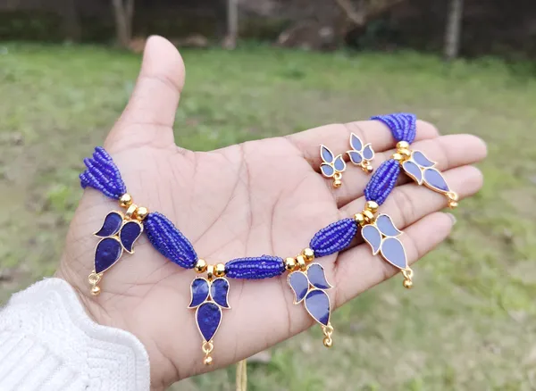 Assamese_Traditional_Blue_Colour_Golpata_Jewellery_Set_For_Women_&_Girl